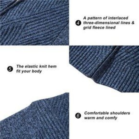 Men's Knitted Cardigan Sweaters Slim Full Zip Blue - Picture 5 of 8